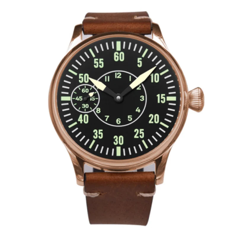 44mm ST3600 Mechanical Watch Men's Hand-wound Sapphire Crystal Watches Leather strap Dial Watch Luminous waterproof