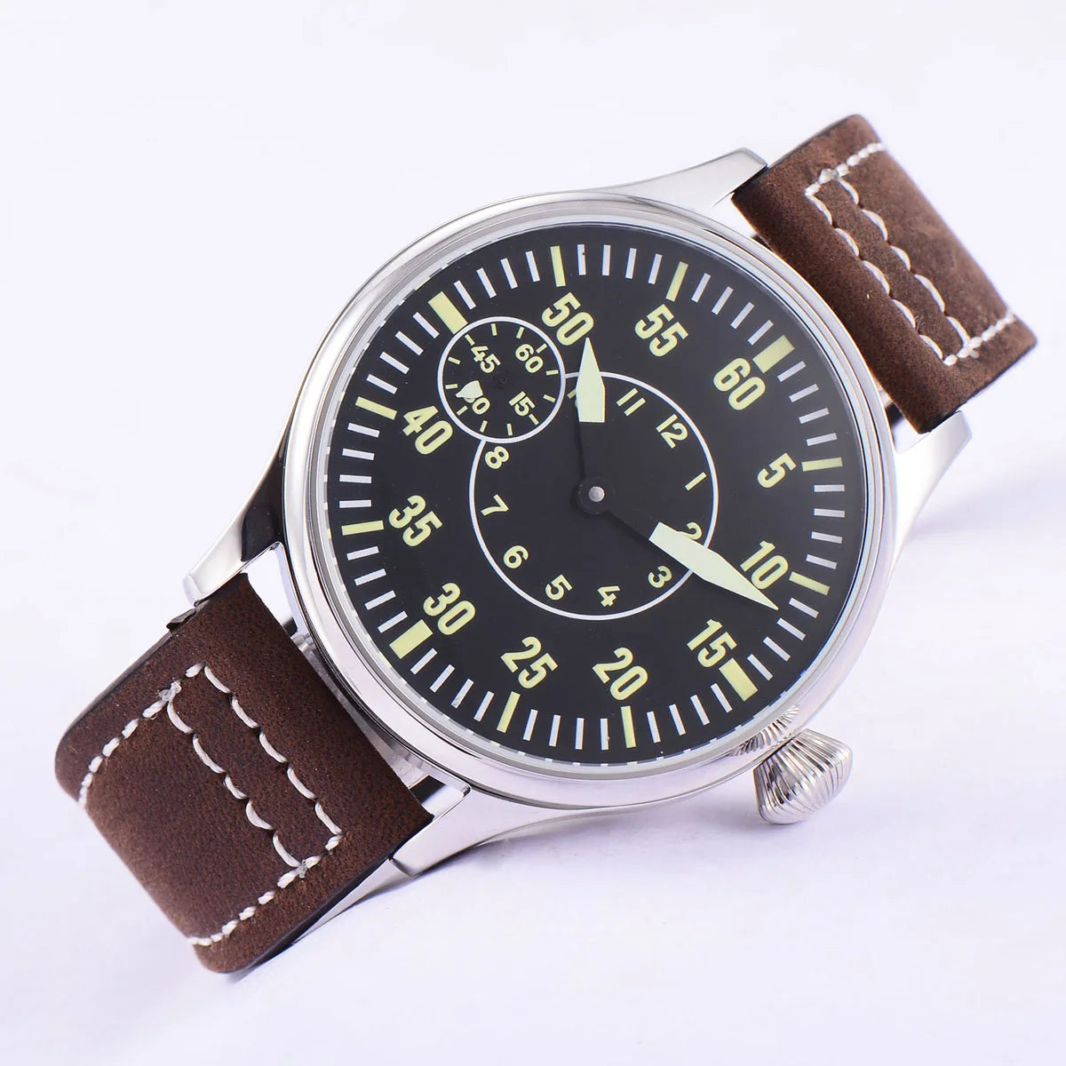 44mm ST3600 Mechanical Watch Men's Hand-wound Sapphire Crystal Watches Leather strap Dial Watch Luminous waterproof