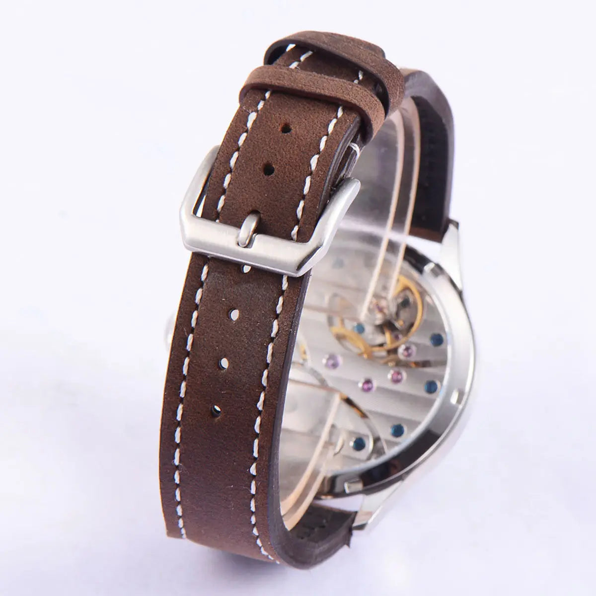 44mm ST3600 Mechanical Watch Men's Hand-wound Sapphire Crystal Watches Leather strap Dial Watch Luminous waterproof